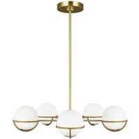Loops 5 Bulb Chandelier Hanging Pendant LIght Burnished Brass LED G9 3.5W Bulb in Metallics