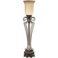Loops Table Lamp Regal Colum Open Base Cream/Amber Glass Shade Bronze LED E14 60W in Clear