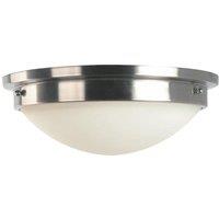 Loops 2 Bulb Flush Light Low Ceiling Polished Nickel Finish LED E27 60W Bulb in Metallics