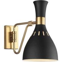 Loops Wall Light Sconce Midnight Black / Burnished Brass LED E27 60W Bulb