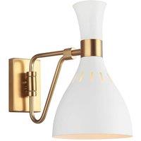 Loops Wall Light Sconce Matte White / Burnished Brass LED E27 60W Bulb