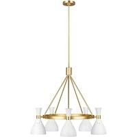 Loops 5 Bulb Chandelier LIght Matte White / Burnished Brass LED E27 60W