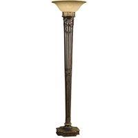 Loops Floor Lamp Torchiere Design Amber Glass Upligher Shade Firenze Gold LED E27 100W in Clear