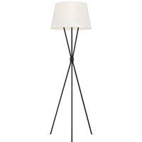 Loops Floor Lamp Tied Tripod Base White Linen Fabric Shade Aged Iron LED E27 60W Bulb