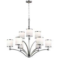 Loops 9 Bulb Chandelier Hanging Pendant LIght Satin Nickel/Chrome LED E27 60W Bulb in Metallics