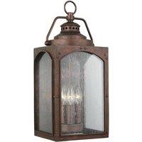 Loops Outdoor IP44 3 Bulb Wall Light Lantern Copper Oxide LED E14 40W