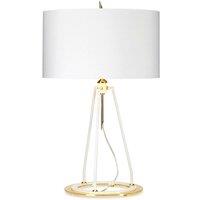 Loops Table Lamp White with Metallic Gold Lining Shade White Polished Gold LED E27 60W