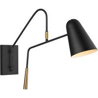 Loops Wall Light Adjustable Head Midnight Black Burnished Brass Accents LED E27 60W