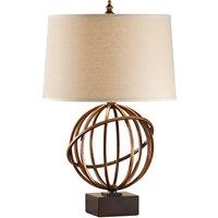 Loops Table Lamp Tilted Orb Design Dark Tan Linen Shade Firenze Gold LED E27 60W