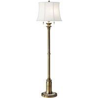 Loops 2 Bulb Twin Floor Lamp Pull On Off-Switch White Linen Shade Bali Brass E27 60W