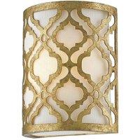 Loops Wall Light Metal Outer Shade Cream Linen Shade Distressed Gold LED E27 60W