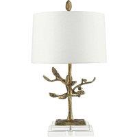 Loops Square Table Lamp Cream Shade Distressed Gold LED E27 100W Bulb d01081
