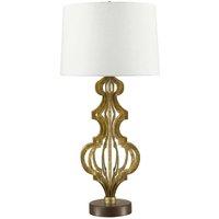 Loops Table Lamp Open Design Scroll Effect Cream Shade Distressed Gold LED E27 100W