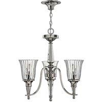 Loops 3 Bulb Chandelier Hanging Pendant LIght Sterling LED E14 60W Bulb