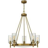 Loops 5 Bulb Chandelier Hanging Pendant LIght Heritage Brass LED E27 100W Bulb in Metallics