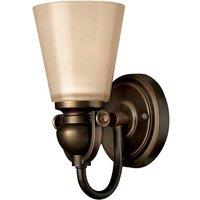 Loops Wall Light Etched Amber Glass Shade Yolk Type Design Olde Bronze LED E27 100W in Clear