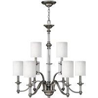 Loops 9 Bulb Chandelier Hanging Pendant LIght Brushed Nickel LED E14 60W Bulb in Metallics