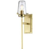 Loops IP44 Wall Light Tall Nuts & Bolts Accents Clear Glass Shade Brass LED E27 40W