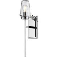 Loops IP44 Wall Light Tall Nuts & Bolts Accents Clear Glass Shade Chrome LED E27 40W
