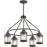 Loops Outdoor IP44 5 Bulb Chandelier LIght Weathered Zinc LED E27 60W