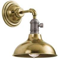 Loops Wall Light Retro Industrial Wide Bell Downlighter Shade Brass LED E27 60W in Metallics