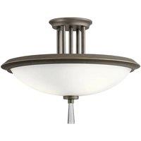 Loops 3 Bulb Semi Flush Light Opaque Glass Crystal Accent Olde Bronze LED E27 60W in Clear