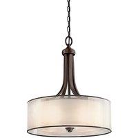 Loops 4 Bulb Ceiling Pendant Light Metallic Frosted Shade Mission Bronze LED E27 60W