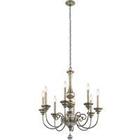 Loops 8 Bulb Chandelier Hanging Pendant LIght Sterling Gold LED E14 60W Bulb