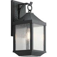 Loops Outdoor IP44 1 Bulb Wall Light Lantern Distressed Black LED E27 60W d01816