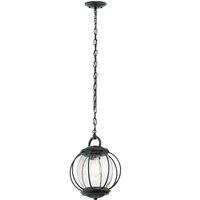 Loops Outdoor IP44 1 Bulb Chain Lantern Light Textured Black LED E27 60W