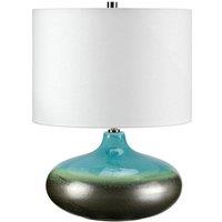 Loops Table Lamp White Shade Turquoise & Graphite Finish Glaze LED E27 60W Bulb