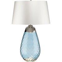 Loops Table Lamp Blue tinted Glass & Off-White Shade LED E27 60W Bulb d01881 in White