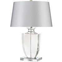 Loops Table Lamp Clear Crystal Glass Flat Vase Silver Sheer Fabric Shade LED E27 60W in Metallics
