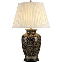 Loops Table Lamp Large Base Cream Double Pleat Shade Gold Black LED E27 60W