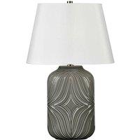 Loops Table Lamp Diamond Sculpted Patters Off-White Shade Grey Glaze LED E27 60W in White