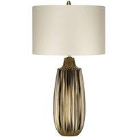 Loops Table Lamp Pearl Textured Satin Shade & Bronze Ceramic LED E27 60W d01989