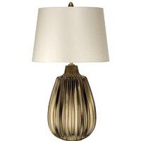Loops Table Lamp Pearl Textured Satin Shade & Bronze Ceramic LED E27 60W d01990