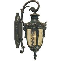 Loops Outdoor IP44 Wall Light Sconce Old Bronze LED E27 100W Bulb External d02051