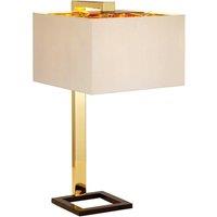Loops Table Lamp Beige Shade Dark Brown Polished Gold LED E27 60W Bulb