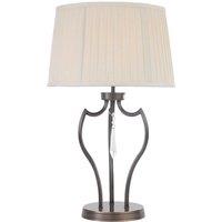 Loops Table Lamp Cut Glass Droplet Ivory Pleated Shade Dark Bronze LED E27 60W in Clear