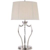 Loops Table Lamp Ivory Shade Highly Polished Nickel Finish LED E27 60W Bulb in Metallics