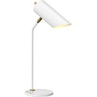 Loops Table Lamp Fixed Stem Tubular Spotlight Shade White Aged Brass LED E27 8W