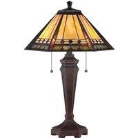 Loops 2 Bulb Table Lamp Tiffany Coloured Glass Metal Base Bronze Patina LED E27 60W in Clear