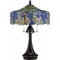 Loops 3 Bulb Table Lamp - Tiffany Style Coloured Glass - Smooth Round Base & Stem in Clear