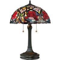 Loops 2 Bulb Twin Table Lamp Tiffany Style Glass Art Nouveau Vintage Bronze E27 60W in Clear