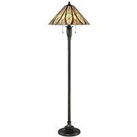 Loops Floor Lamp Tiffany Style Coloured Shade Criss Cross Valiant Bronze LED E27 60W