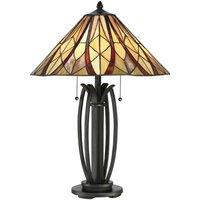 Loops Table Lamp Open Tiffany Style Coloured Shade Valiant Bronze LED E27 60W