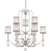 Loops 9 Bulb Chandelier Hanging Pendant LIght Imperial Silver LED E14 40W Bulb in Metallics