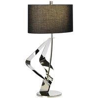 Loops Table Lamp Black Shade Highly Polished Nickel Finish LED E27 60W Bulb in Metallics
