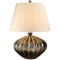 Loops Table Lamp Ceramic Brown Black Speckled Glaze Cream Faux Silk Shade LED E27 60W